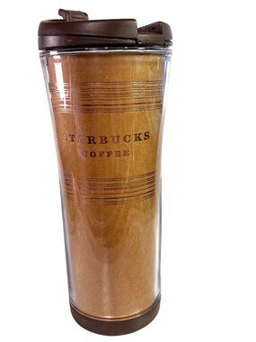 2007 Starbucks Coffee Brown Tumbler With Lid 16 Oz Travel Mug Insulated